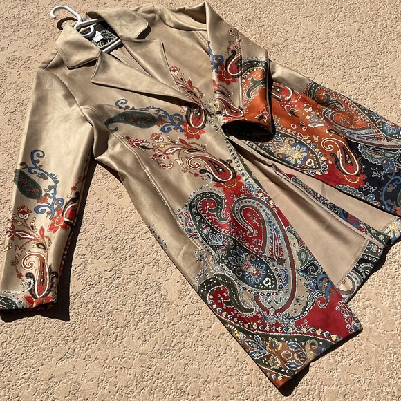 Chico's Jackets & Blazers - NWOT Chicos Faux-Suede Paisley Topper Jacket Blazer Tan Sz 2 Sz Medium Preppy